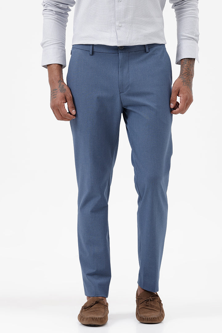 BLUE MELANGE STRETCH TROUSER
