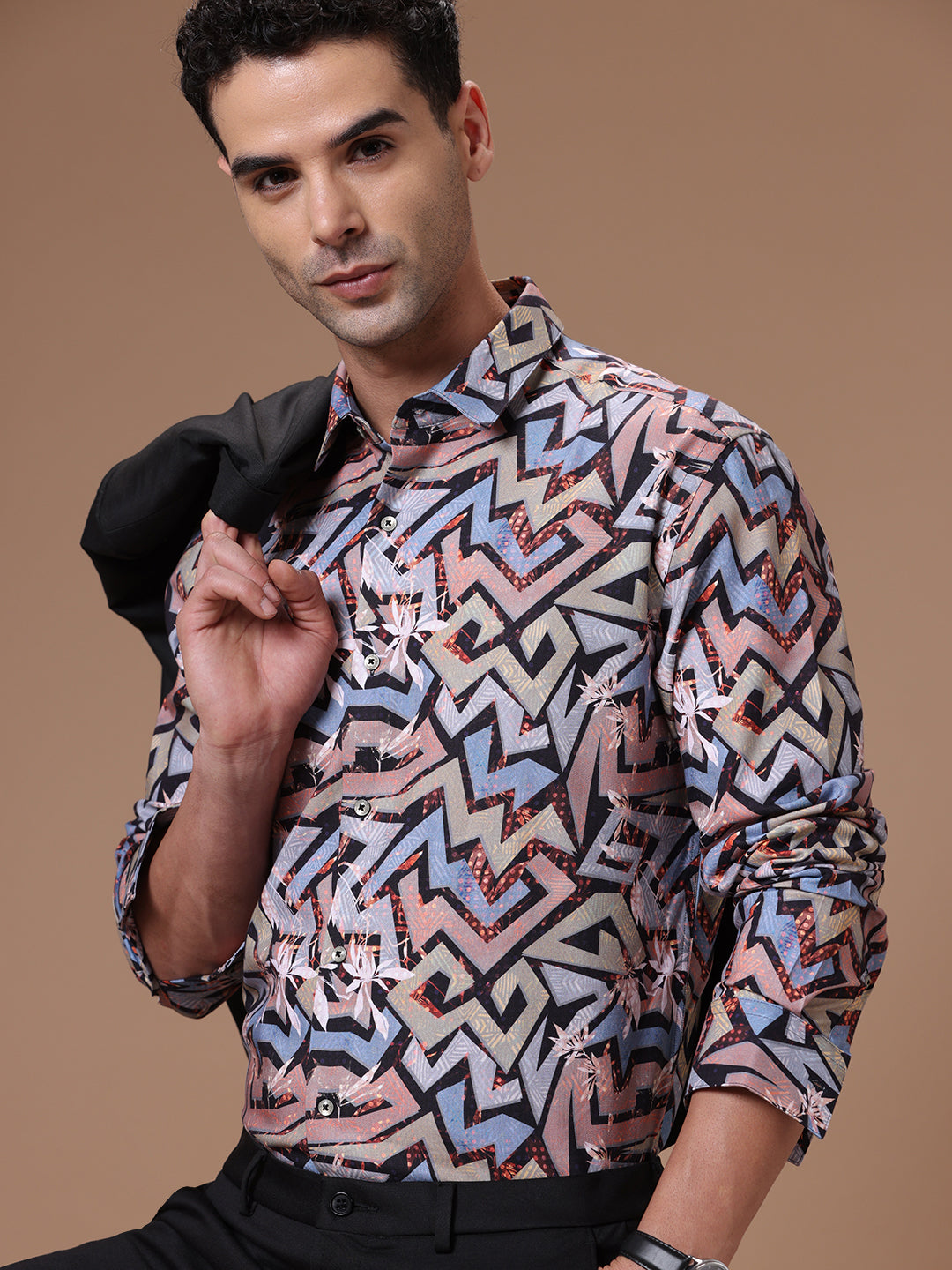 Comfort fit Cotton Viscose Printed Multi Smart casual Full sleeve Shirt (AMBOR)