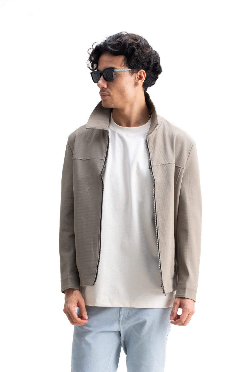 SPREAD COLLAR PLAIN JACKET