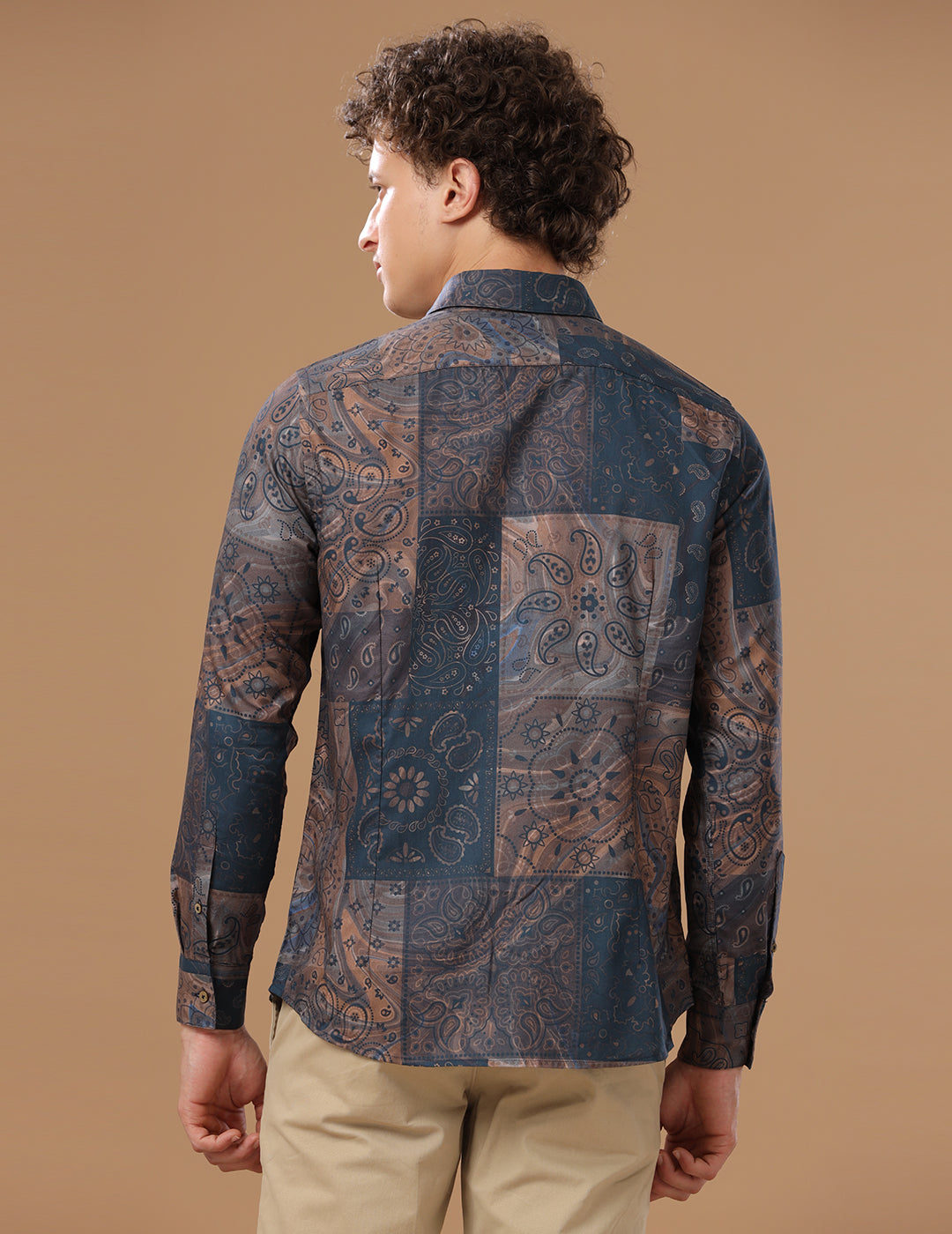 Comfort Fit Printed Night Shade Smart Casual Cotton Tencel Shirt (MONTROSE)