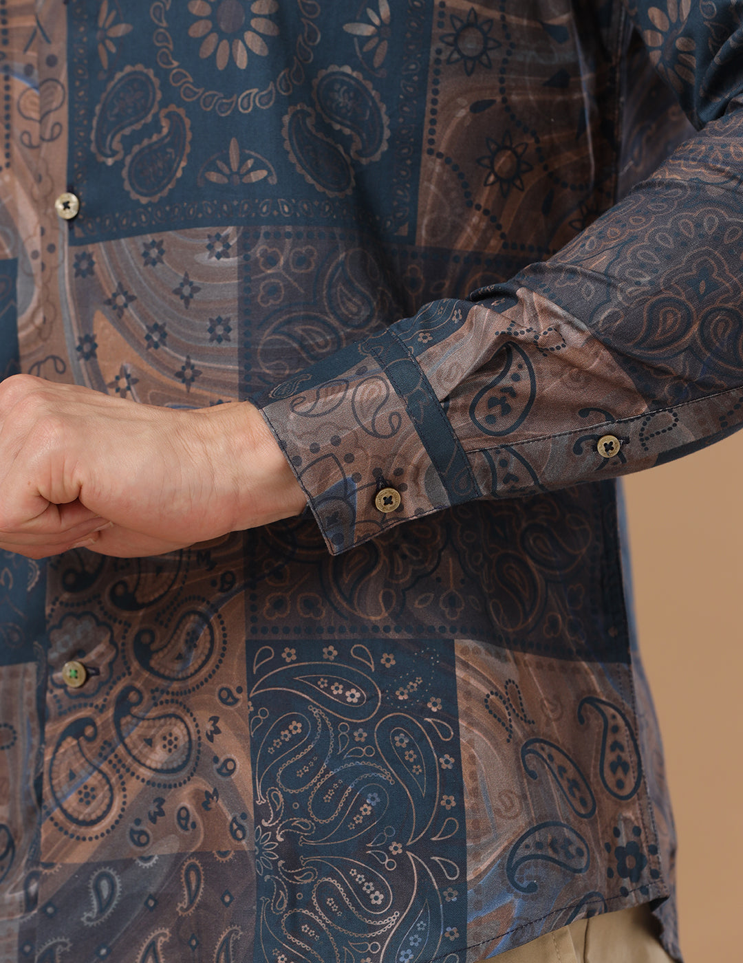 Comfort Fit Printed Night Shade Smart Casual Cotton Tencel Shirt (MONTROSE)