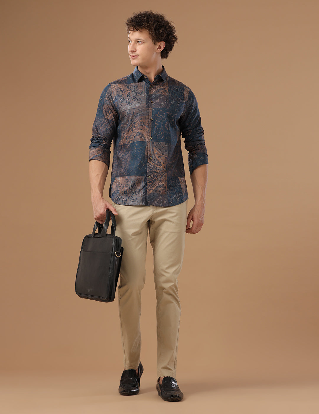 Comfort Fit Printed Night Shade Smart Casual Cotton Tencel Shirt (MONTROSE)