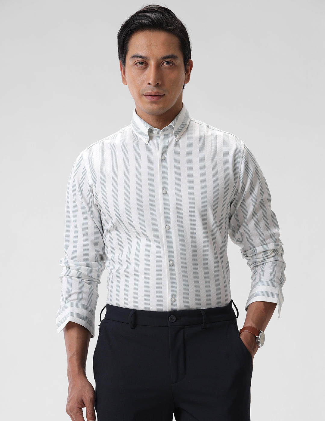 Vertical Stripe Cotton Shirt