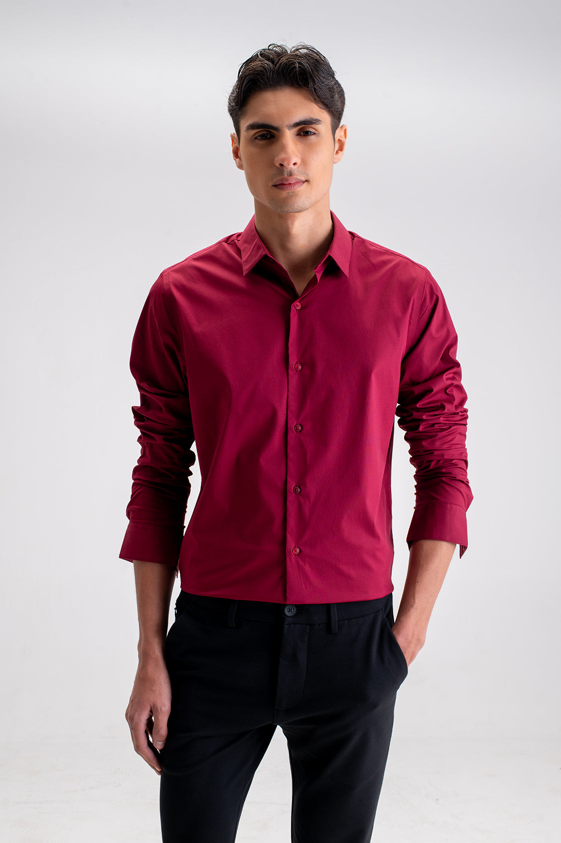 SLIM FIT CASUAL PLAIN SHIRT