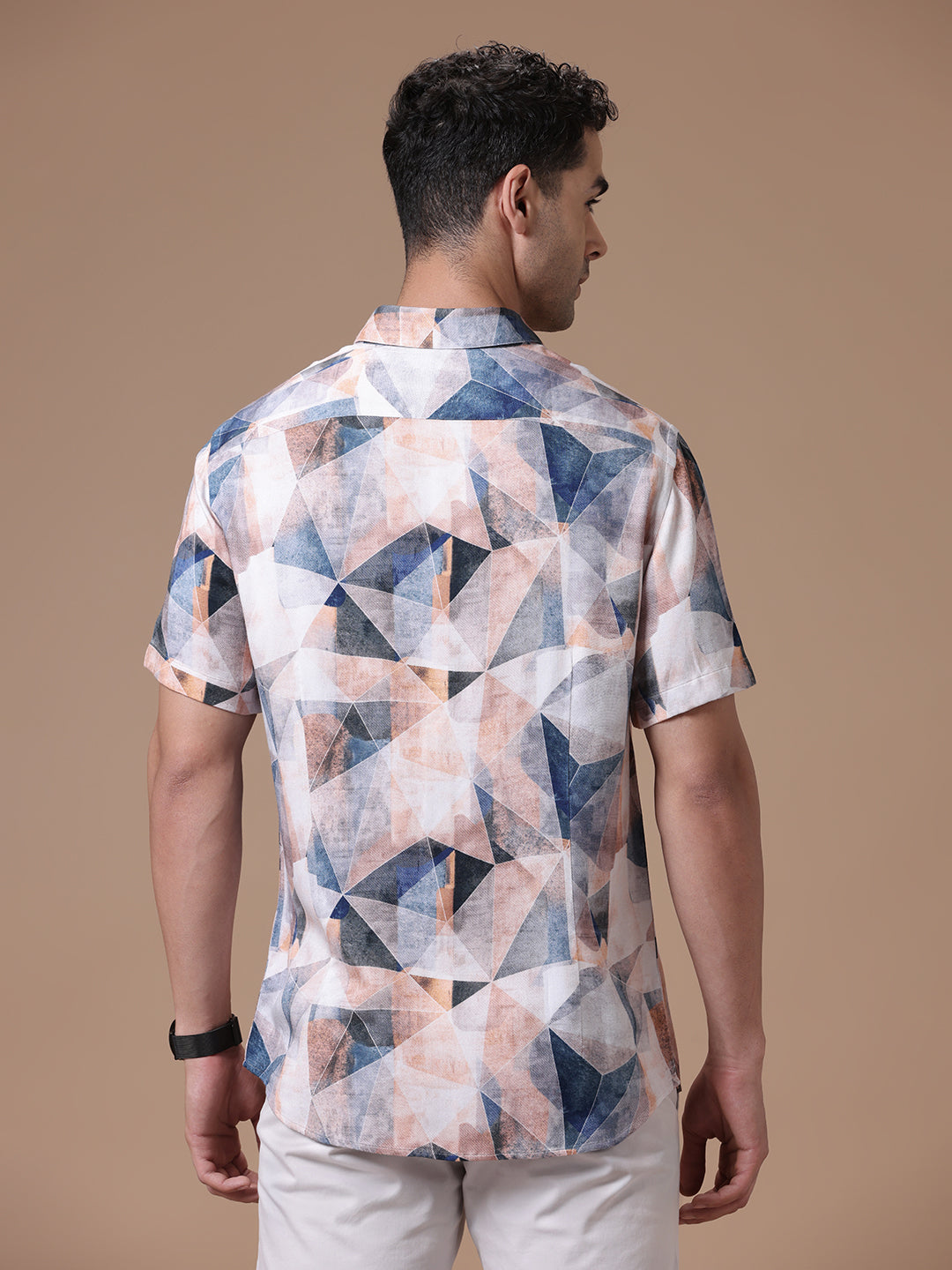Printed Half Sleeve Pointed Collor Shirt
