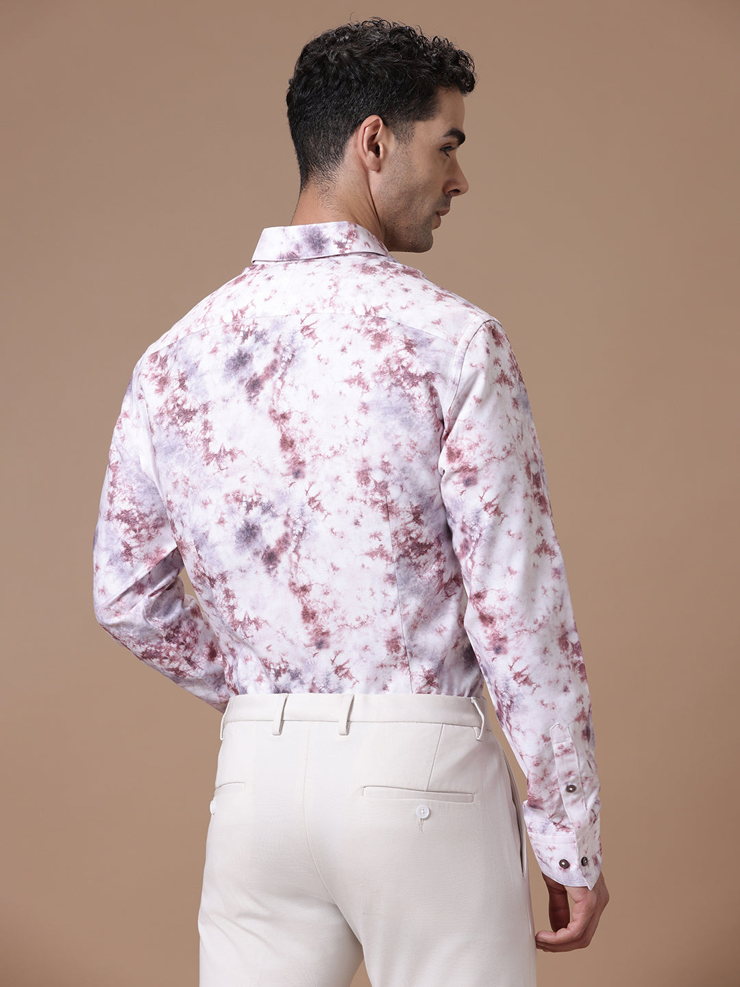 Comfort fit Cotton Viscose Printed Rust Smart casual Full sleeve Shirt (MAJESTY)