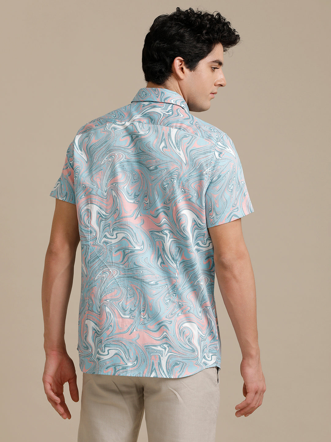 Marble Print Short Sleeve Shirt
