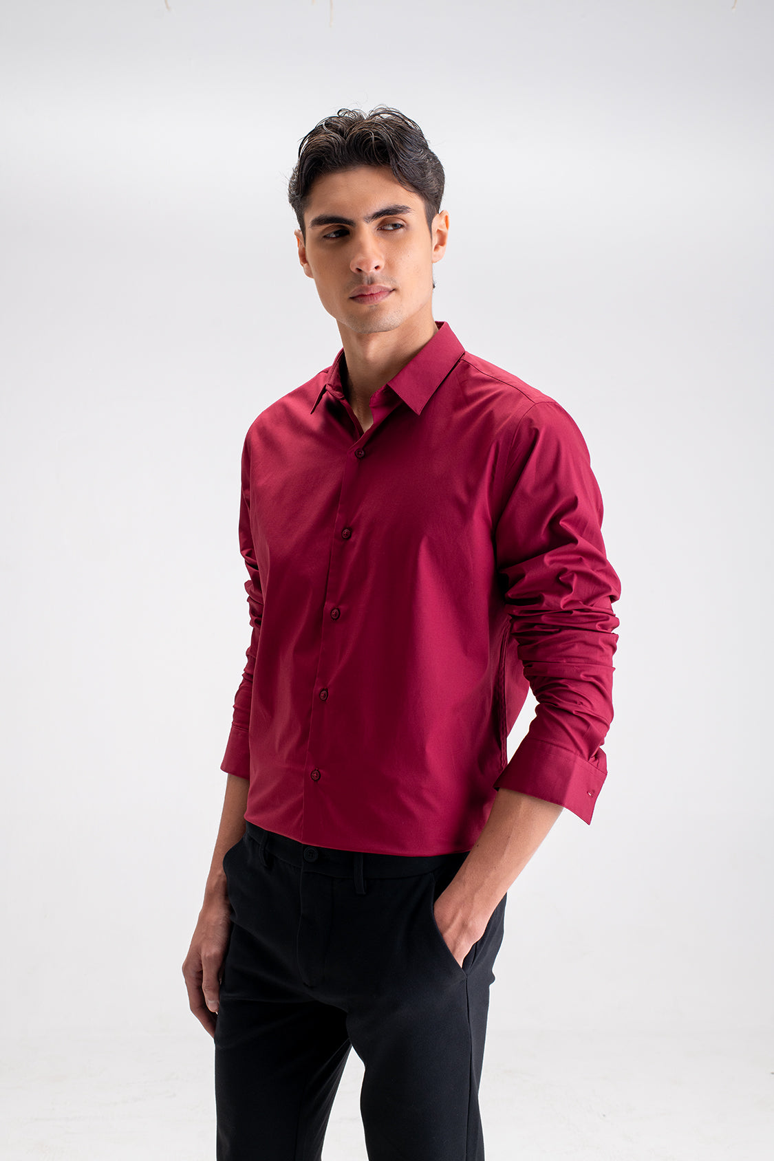 SLIM FIT CASUAL PLAIN SHIRT