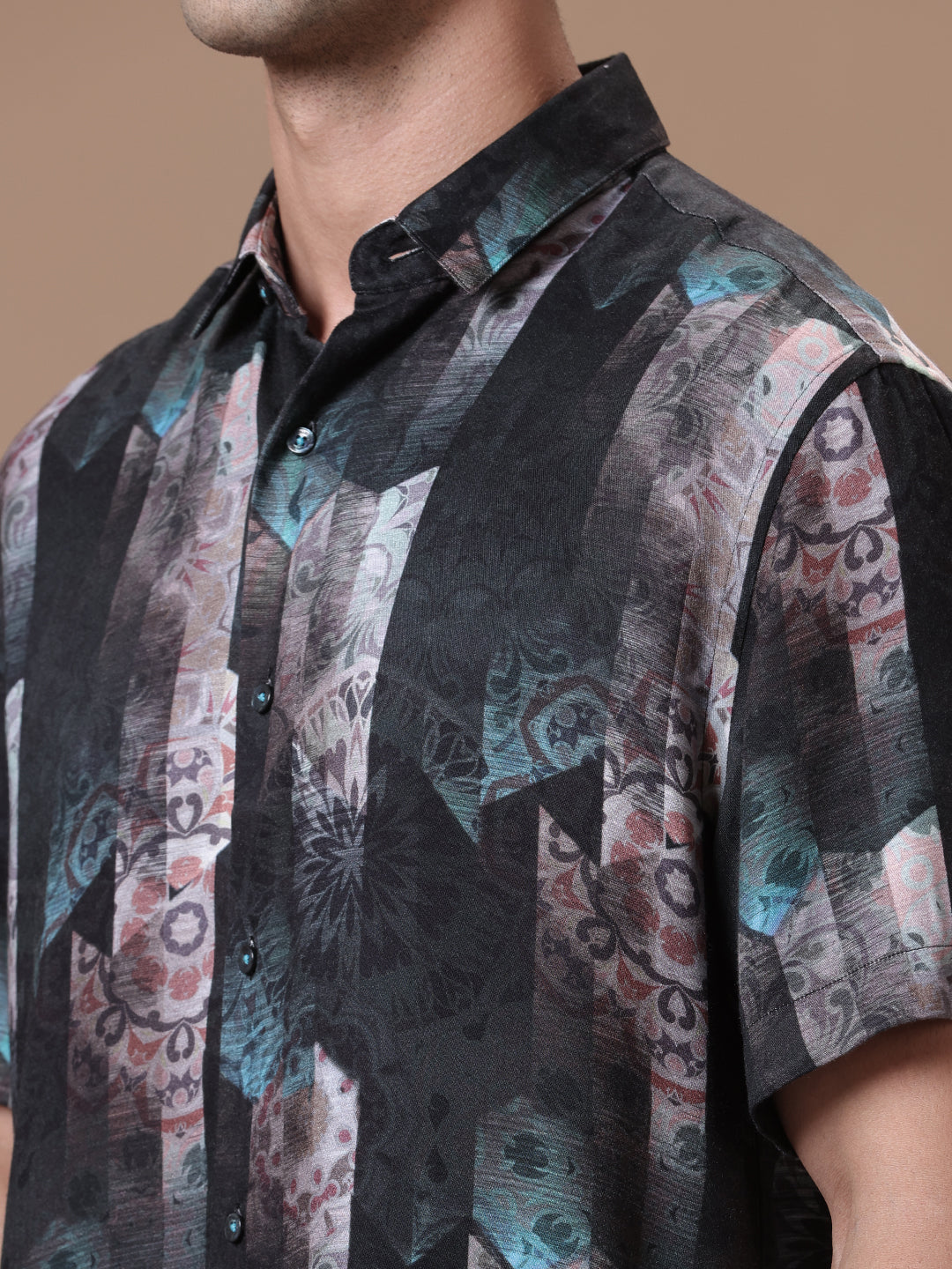 Printed Half Sleeve Pointed Collor Shirt