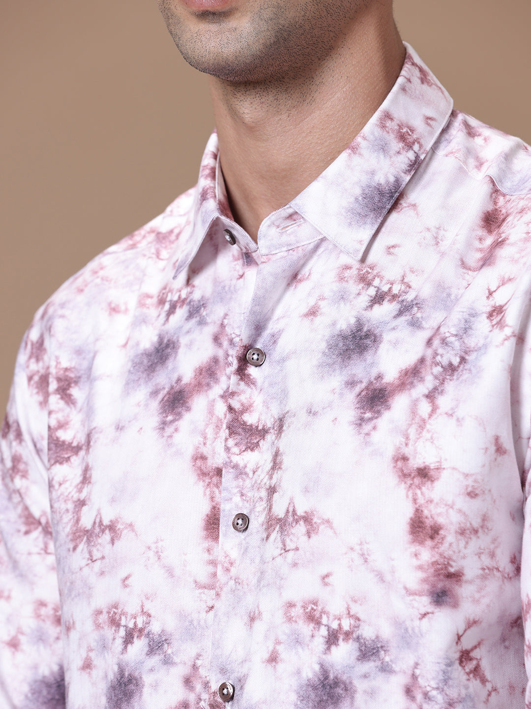 Comfort fit Cotton Viscose Printed Rust Smart casual Full sleeve Shirt (MAJESTY)