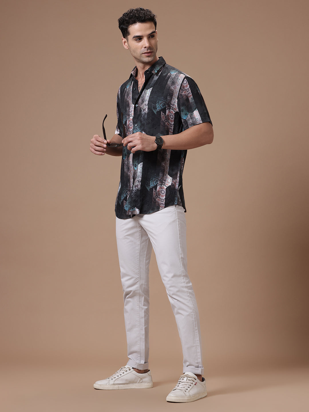 Printed Half Sleeve Pointed Collor Shirt