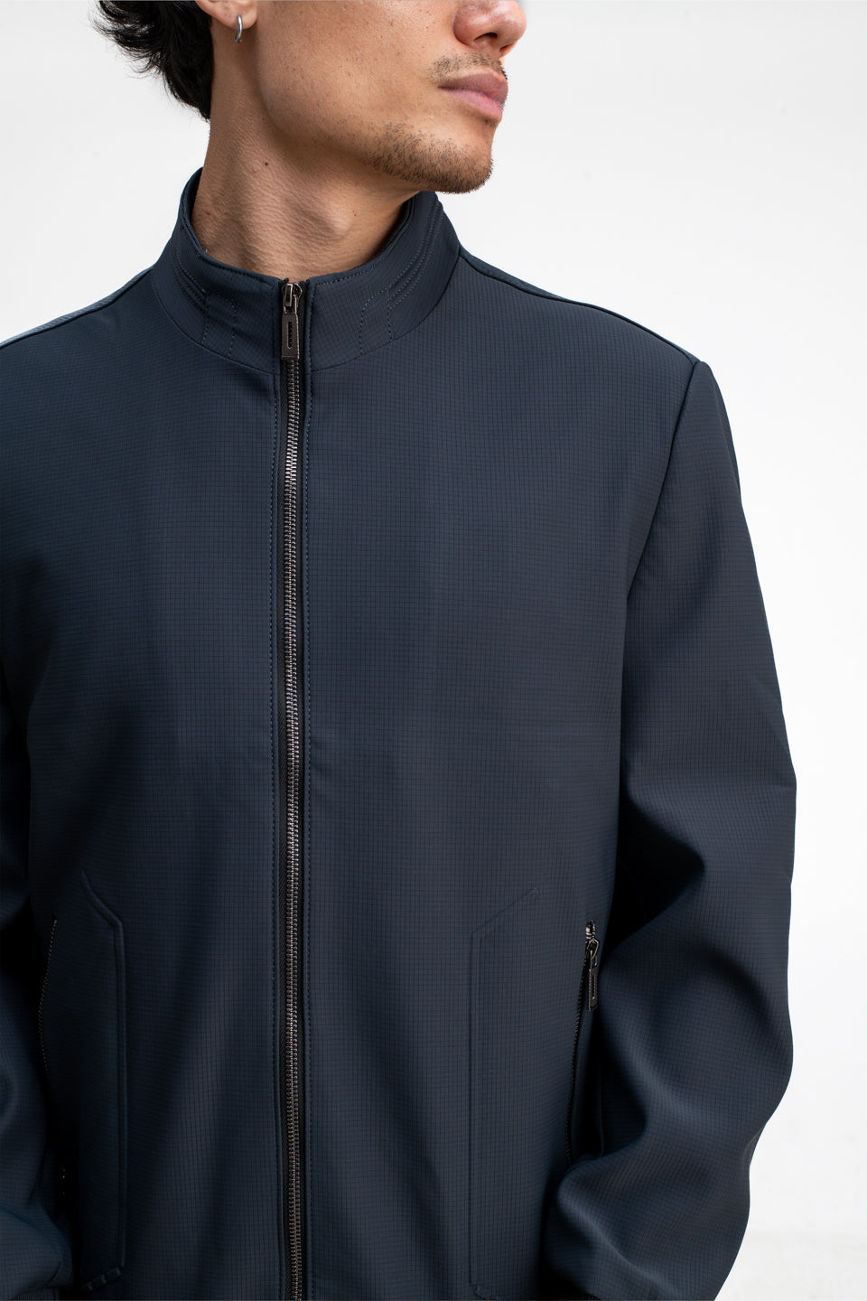 MANDARIN COLLAR PLAIN JACKET