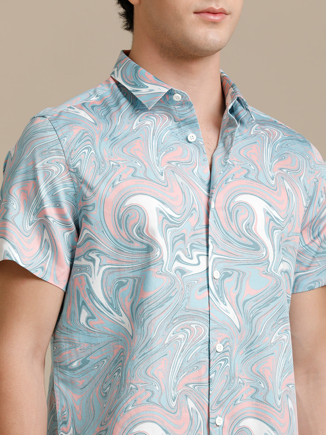 Marble Print Short Sleeve Shirt