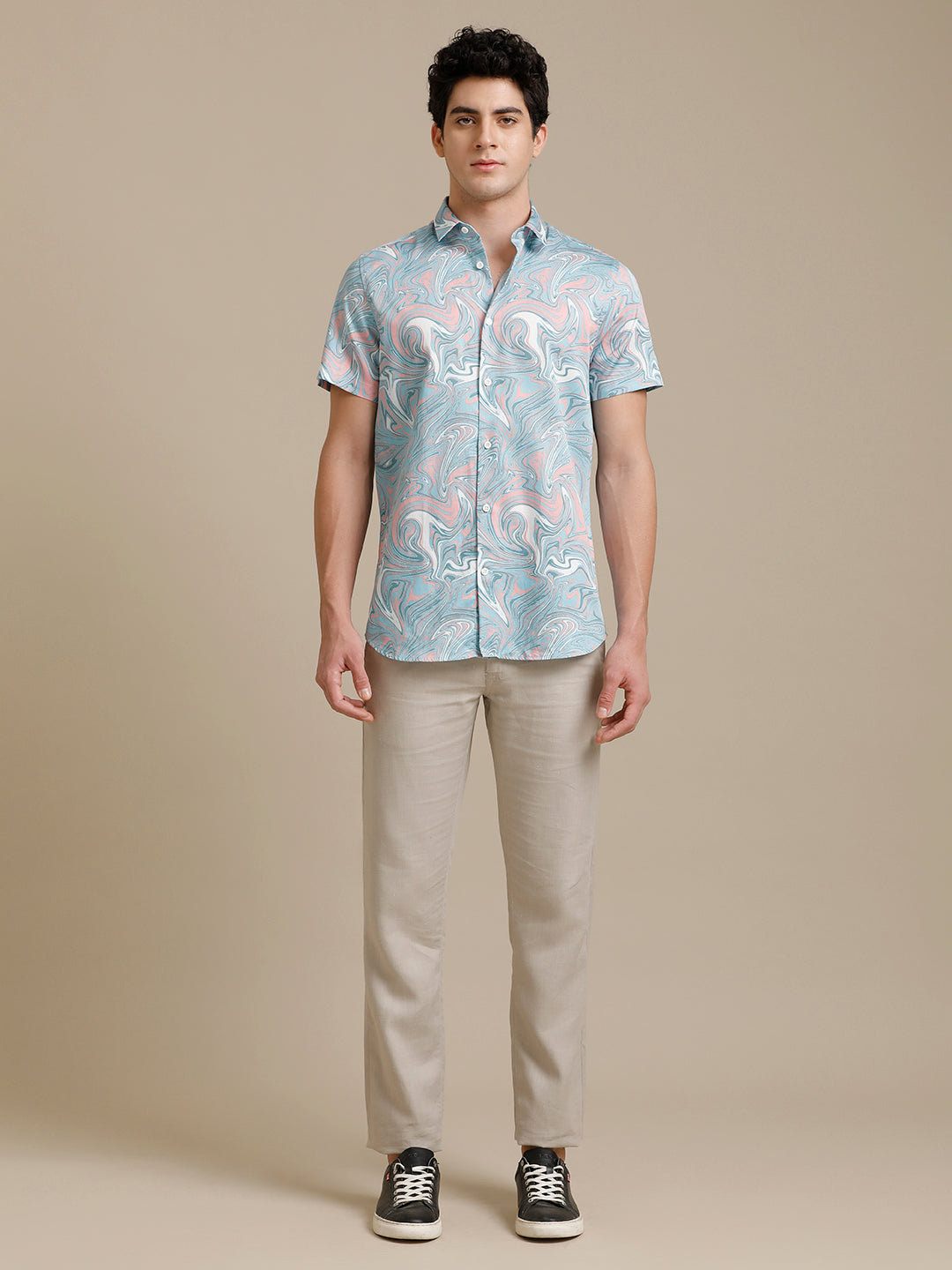 Marble Print Short Sleeve Shirt