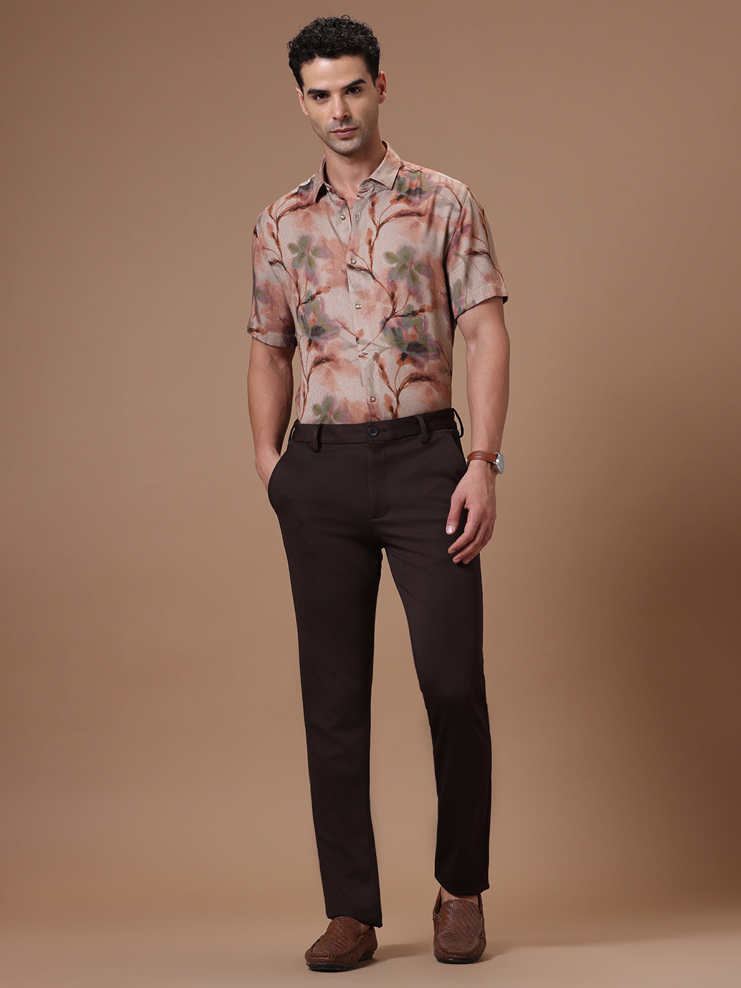 Printed Half Sleeve Pointed Collor Shirt