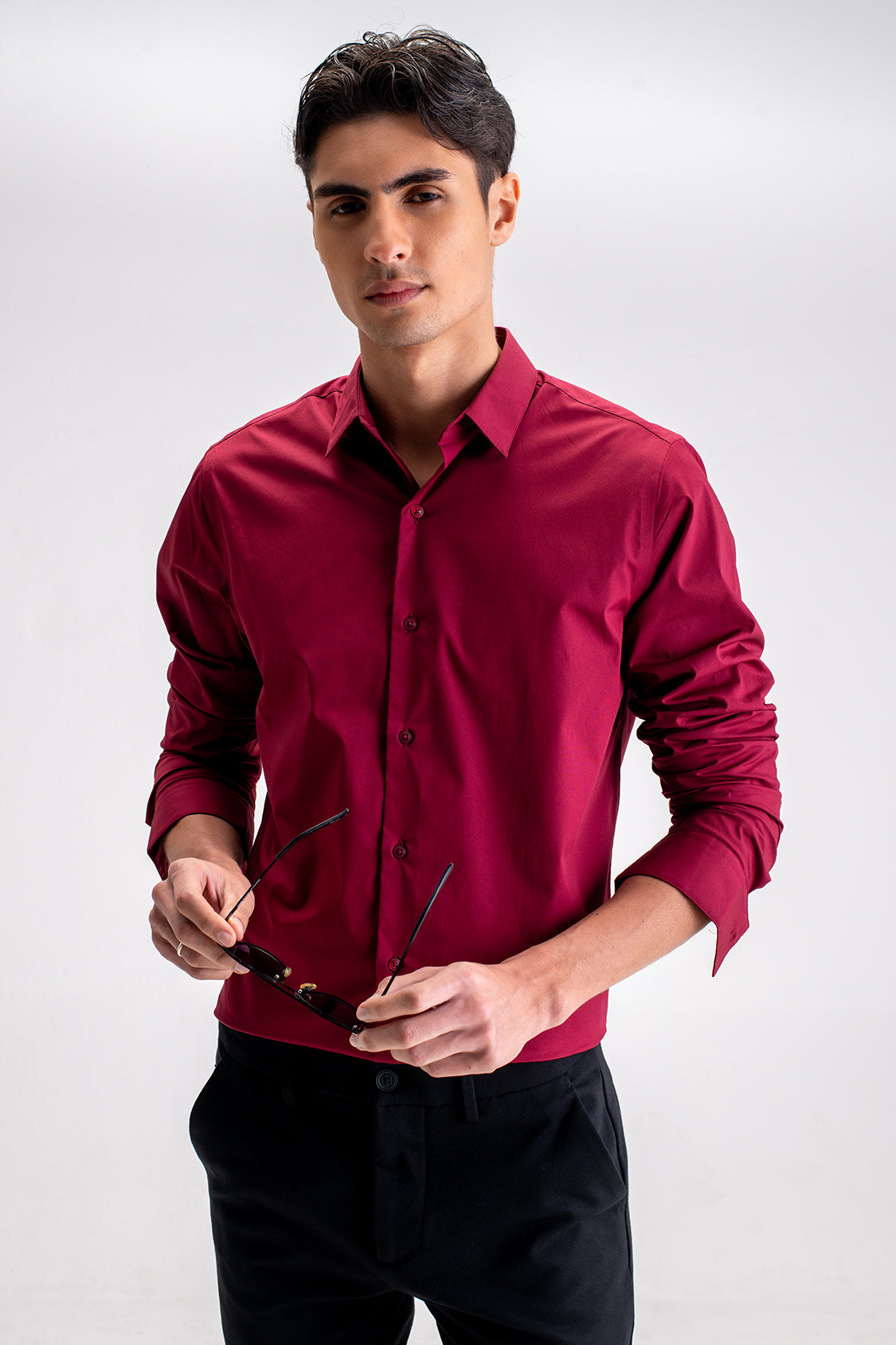 SLIM FIT CASUAL PLAIN SHIRT