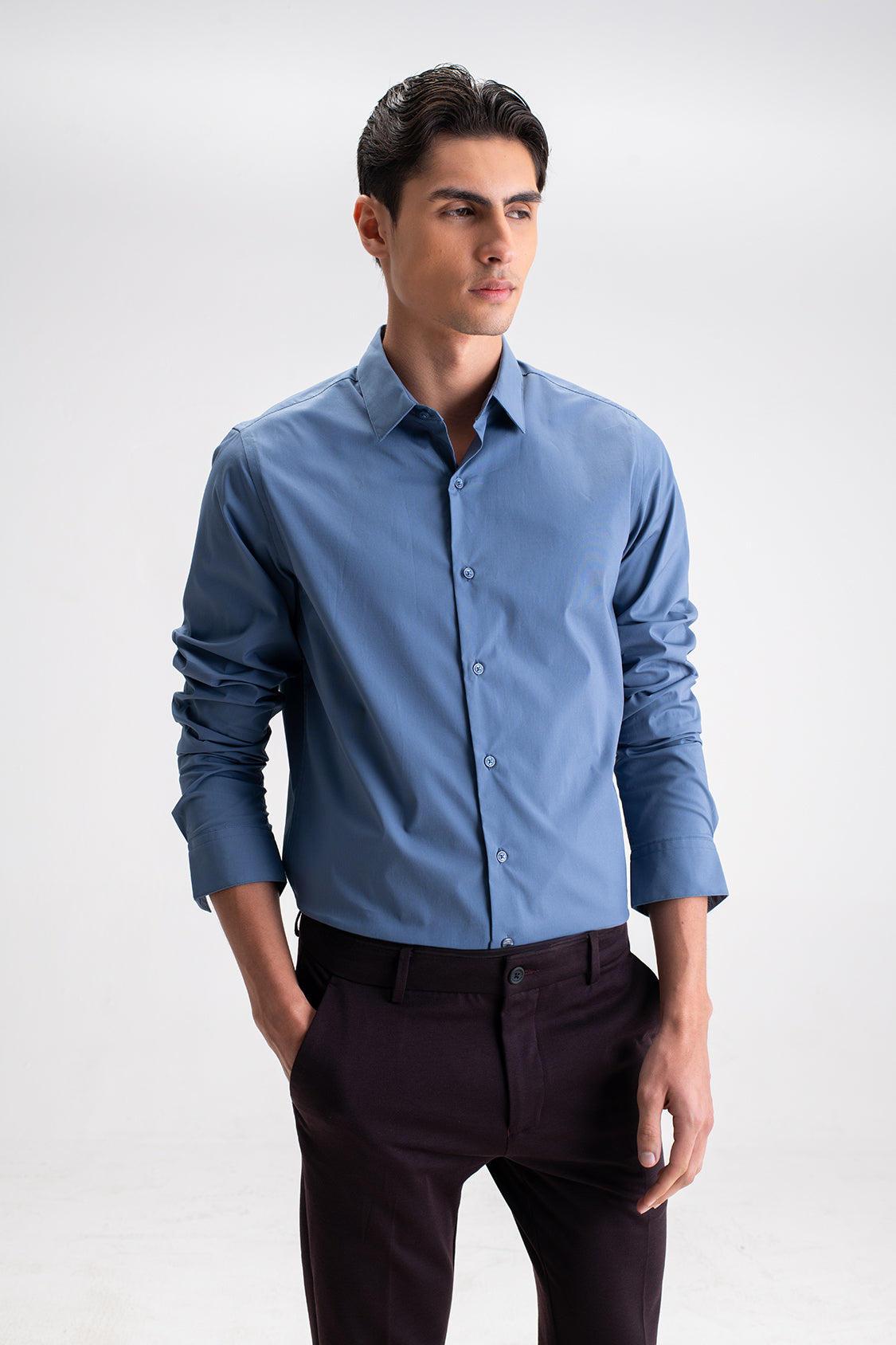 SLIM FIT CASUAL PLAIN SHIRT
