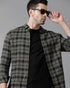 Short Collar Cotton Checkered Green Shirt