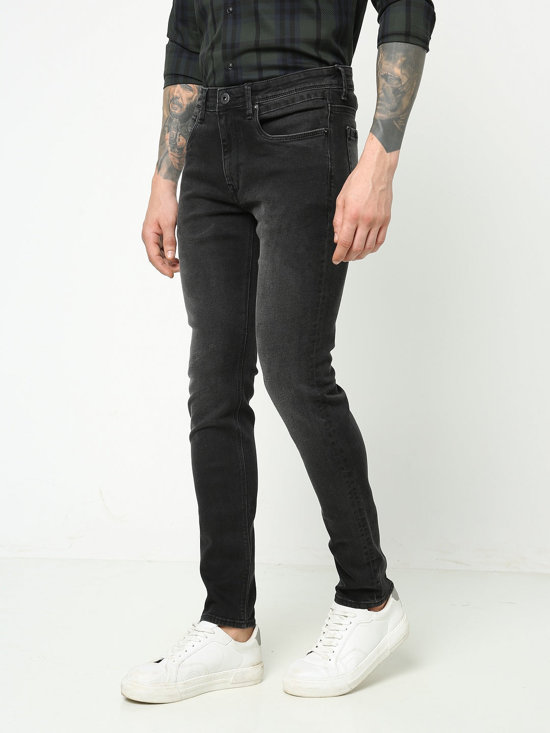 Men Slim Mid Rise Black Jeans