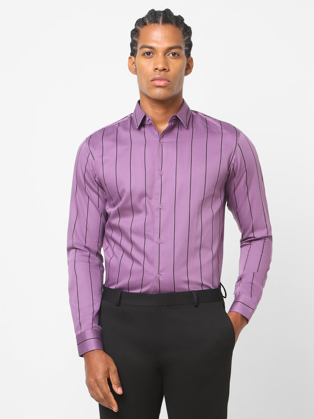 purple striped shirt mens