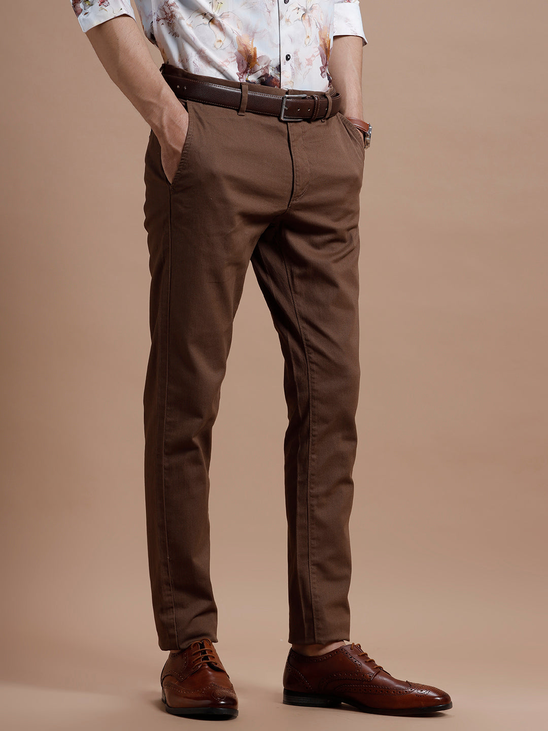 Brown Smart Casual Stretch Trouser
