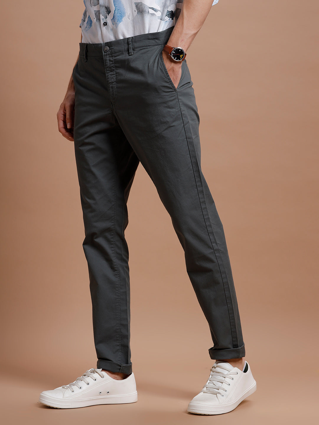 Dk Grey  Smart Casual Cotton Trouser