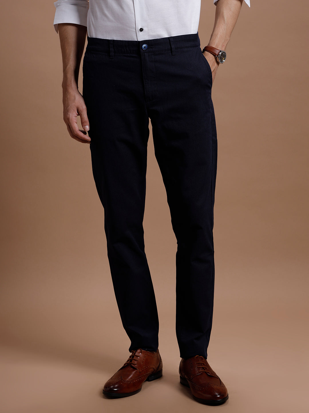Dk Navy Smart Casual Stretch Trouser