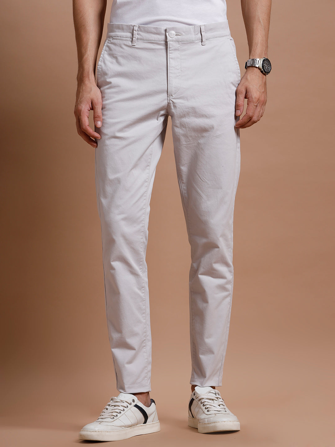 Lt Grey  Smart Casual Cotton Trouser