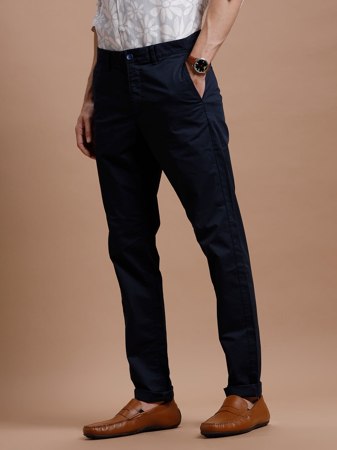 Navy  Smart Casual Cotton Trouser