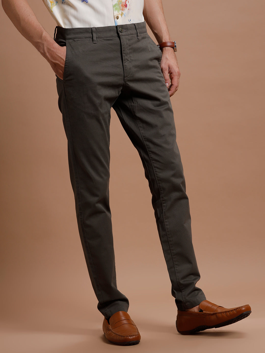 Olive  Smart Casual Cotton Trouser