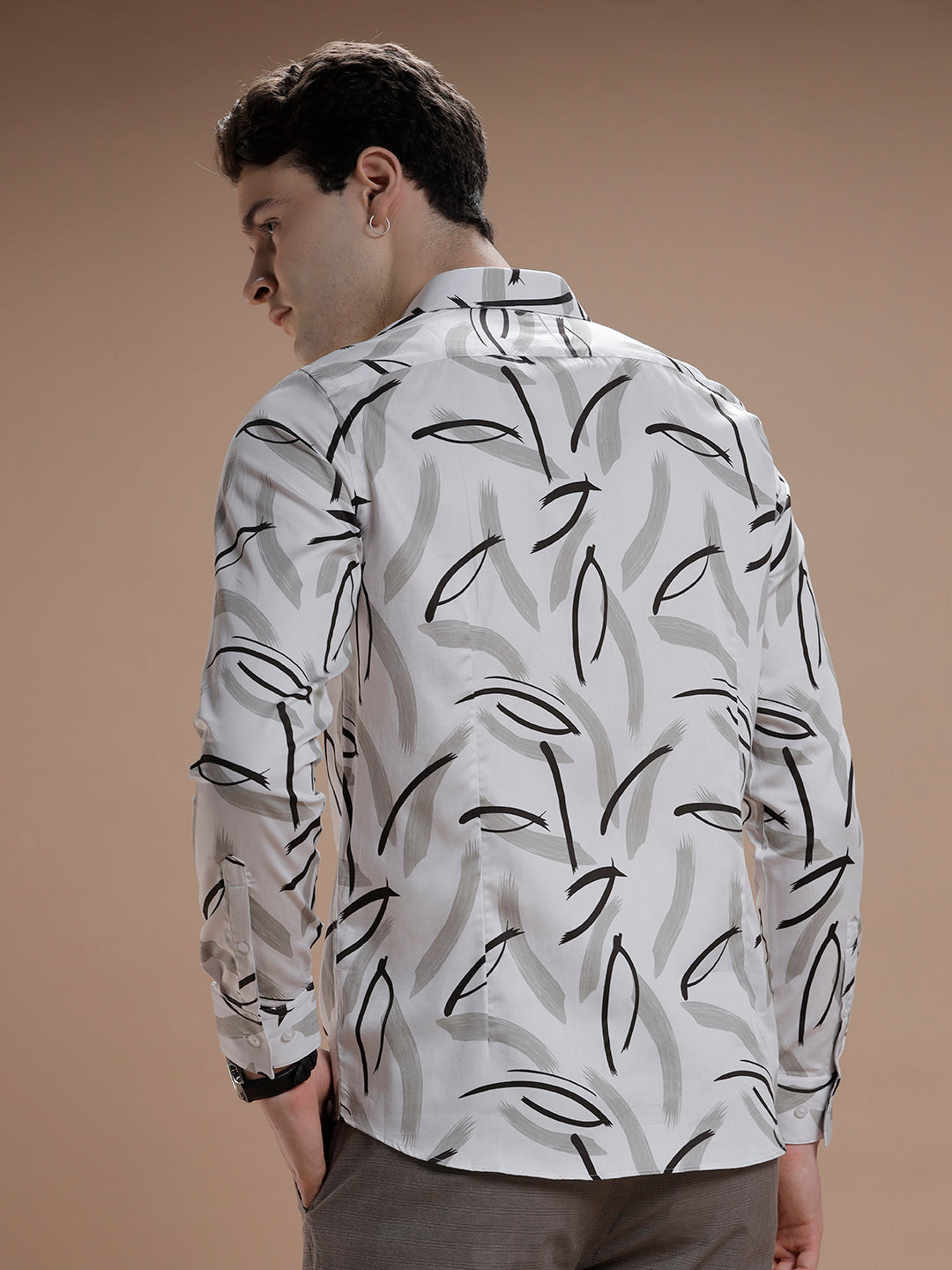 Brushed Stroke Print Pure Cotton Shirt
