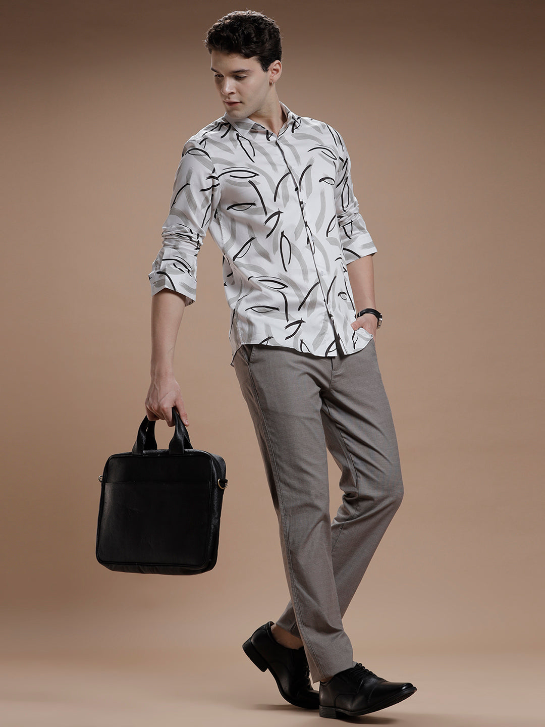 Brushed Stroke Print Pure Cotton Shirt