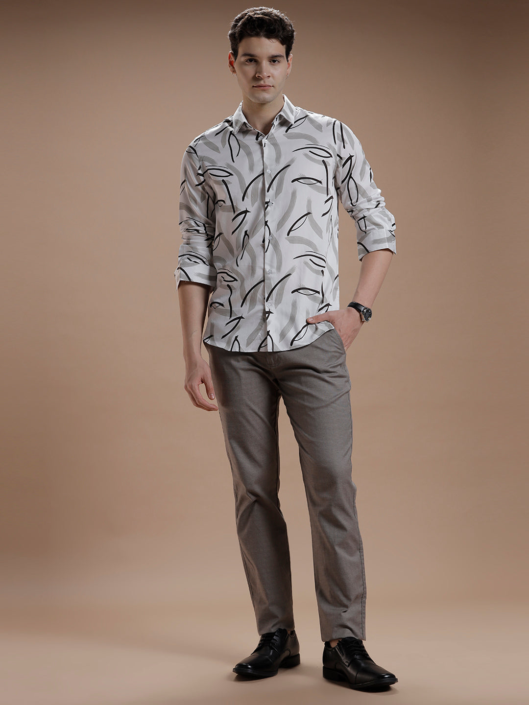 Brushed Stroke Print Pure Cotton Shirt