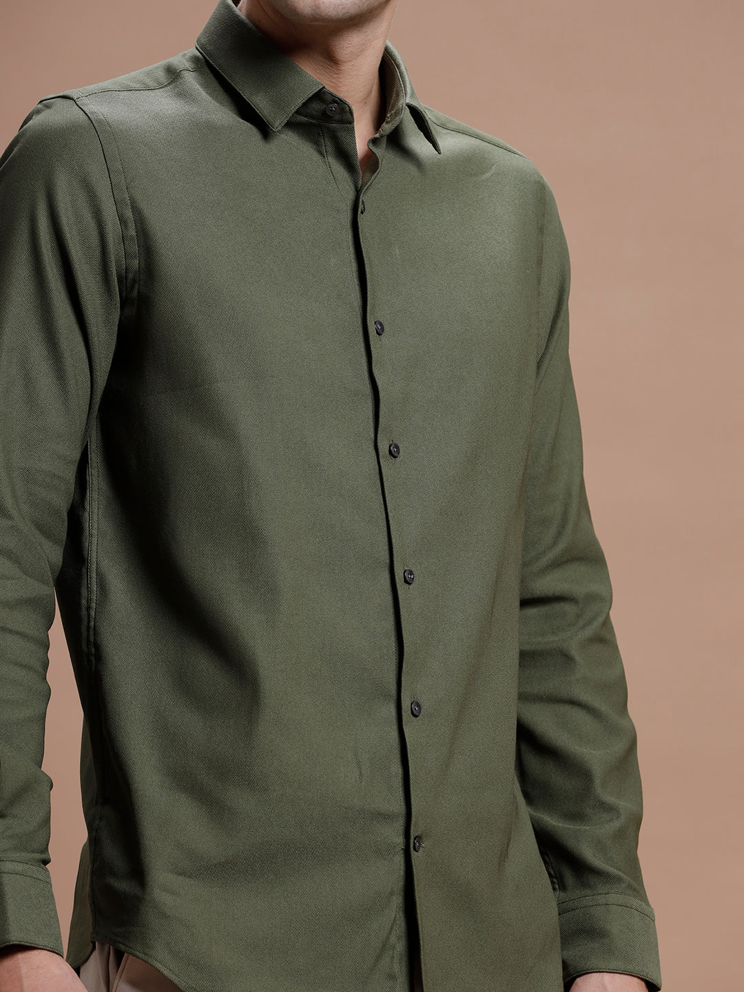 Pewter Olive Cotton Lycra Shirt