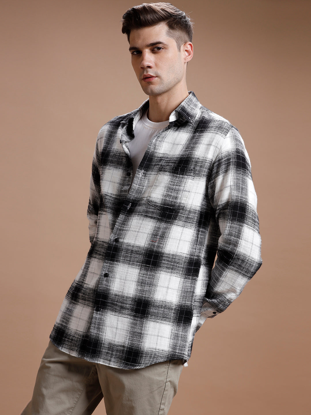 White::Black Checks Pure Cotton Shirt