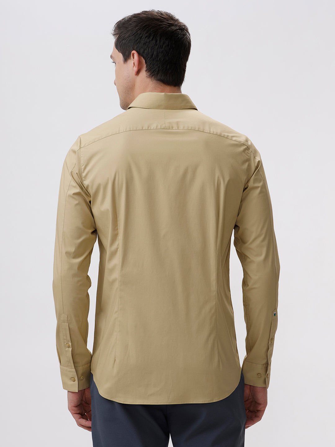 Patrick Tios Taupe Cotton Spread Solid Shirt