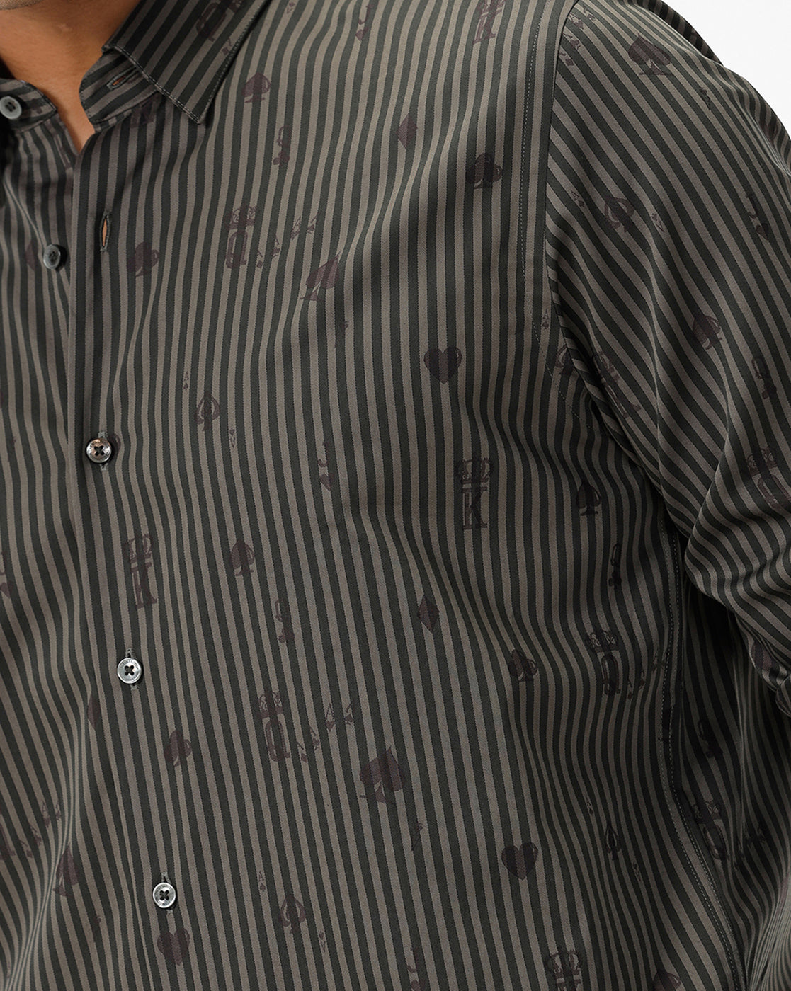 Light Brown Stripes and Subtle Printed Shirt