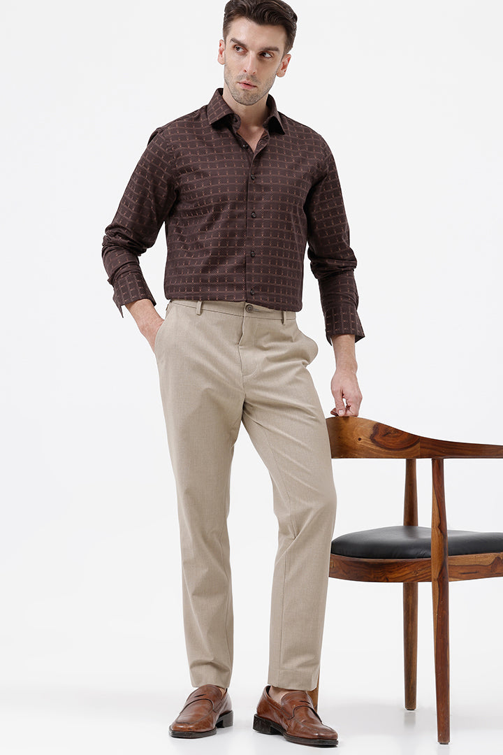 DARK BROWN COTTON CHECK SHIRT