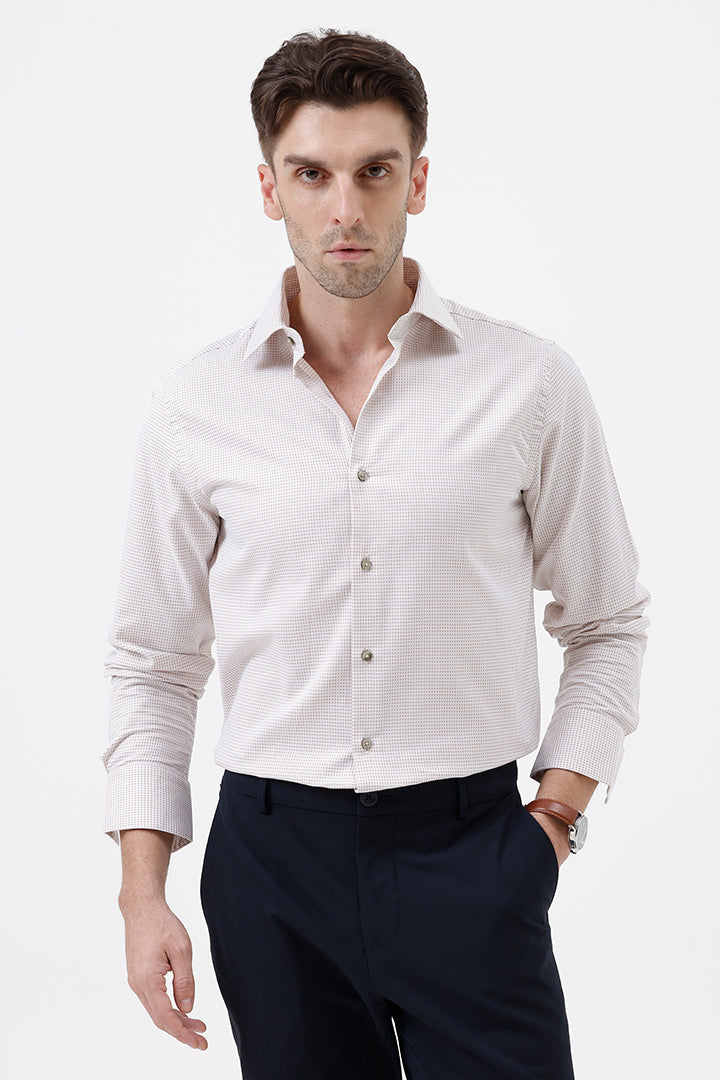 BEIGE COTTON DOBBY SHIRT