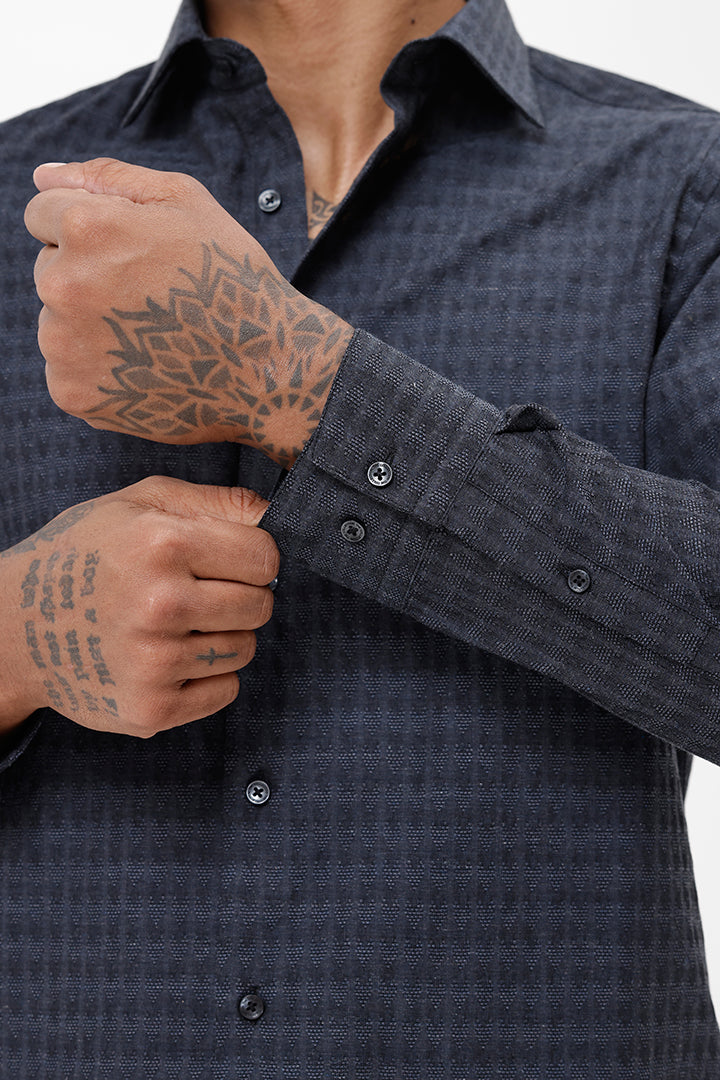 CHARCOAL COTTON DOBBY SHIRT