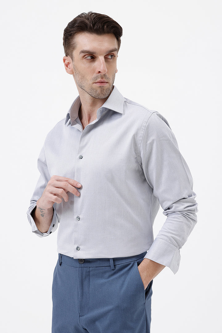 GREY COTTON DOBBY SHIRT