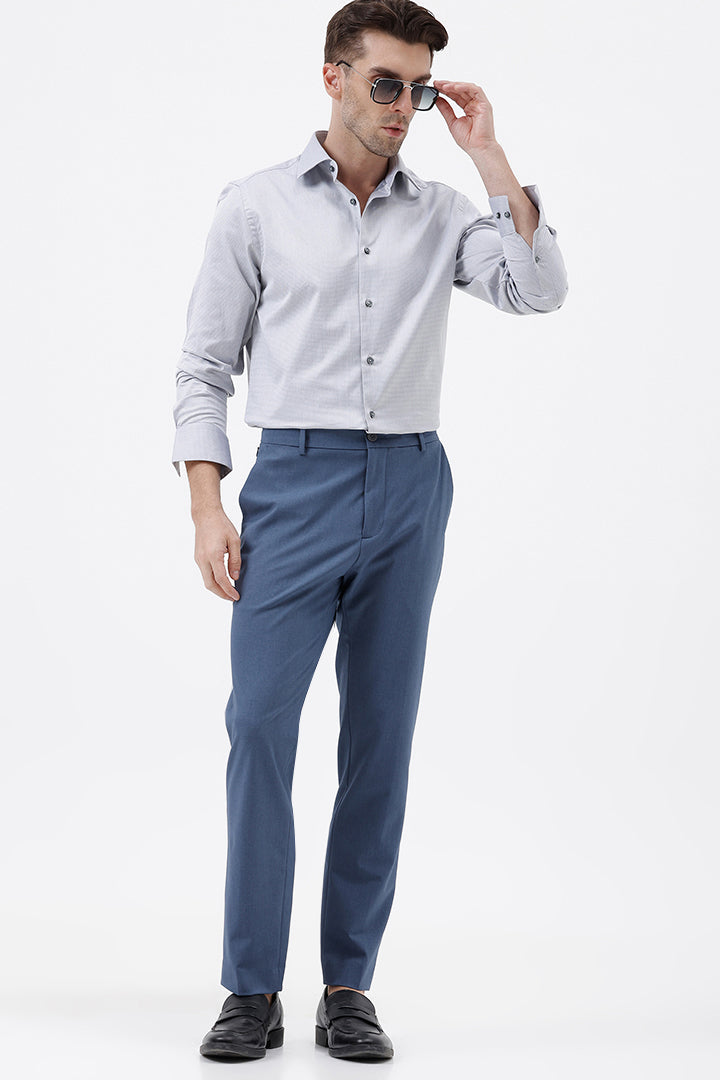 GREY COTTON DOBBY SHIRT