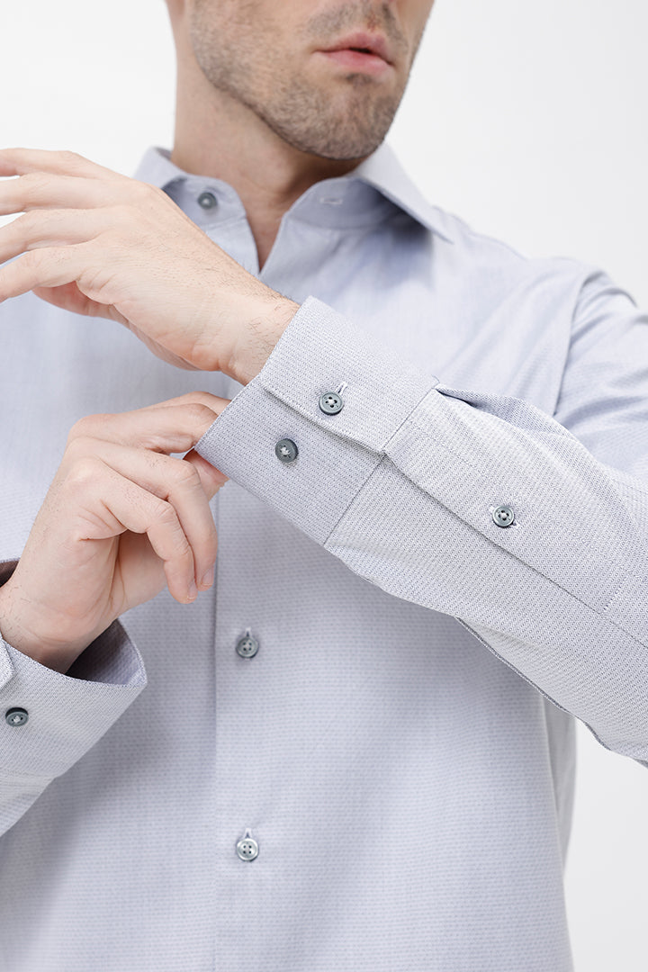 GREY COTTON DOBBY SHIRT