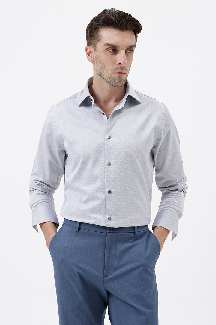 GREY COTTON DOBBY SHIRT