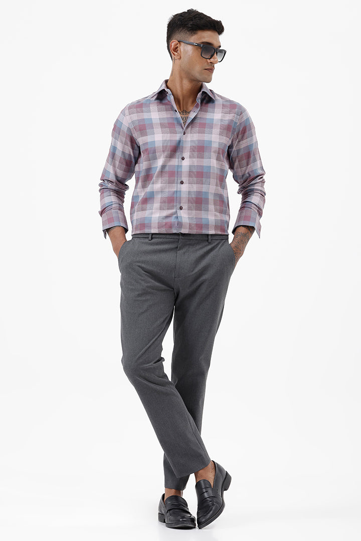 PINK/ GREY COTTON CHECK SHIRT