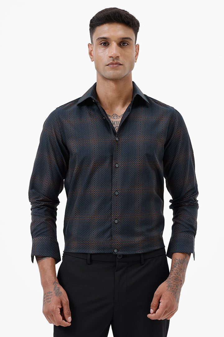 DARK GREEN COTTON CHECK SHIRT