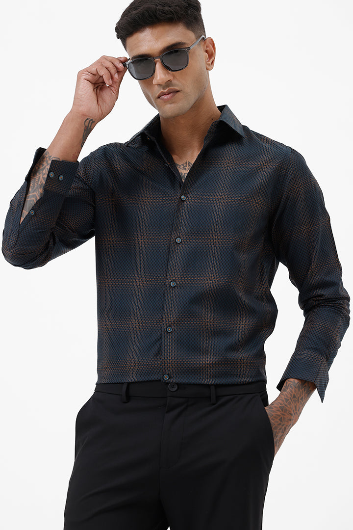 DARK GREEN COTTON CHECK SHIRT