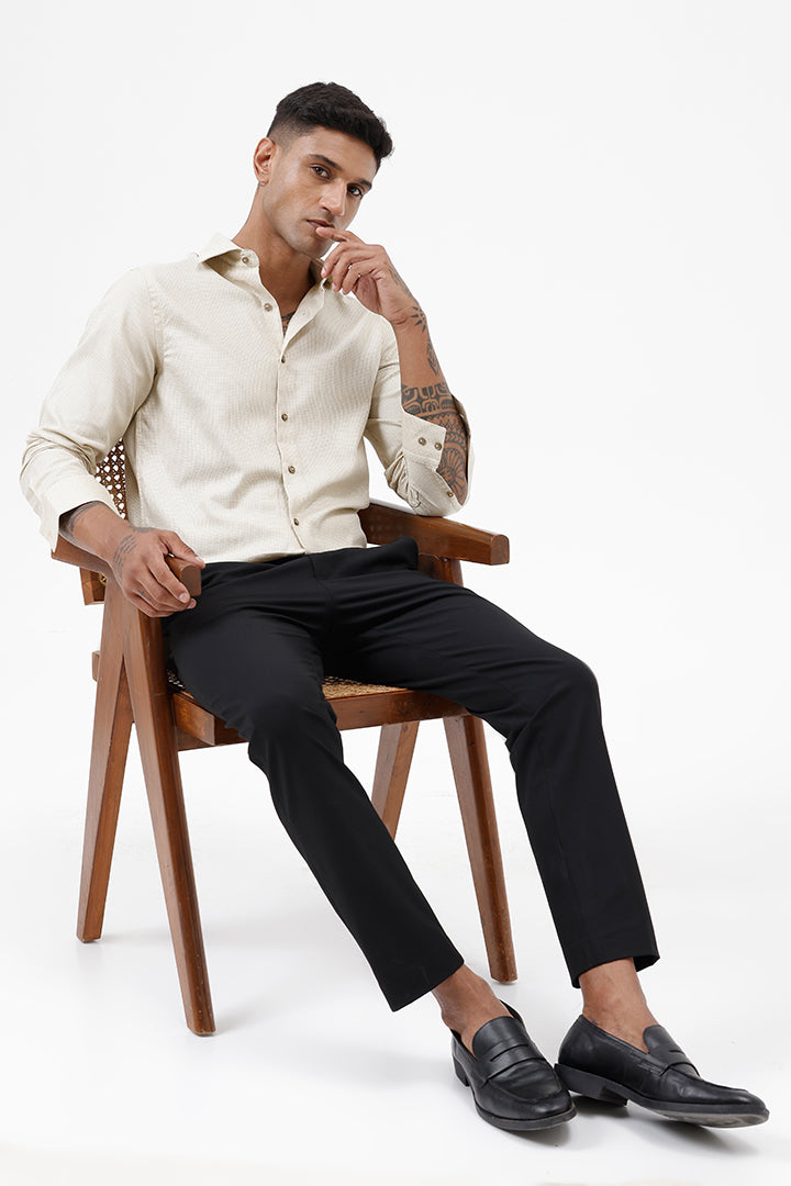 YELLOW COTTON DOBBY SHIRT