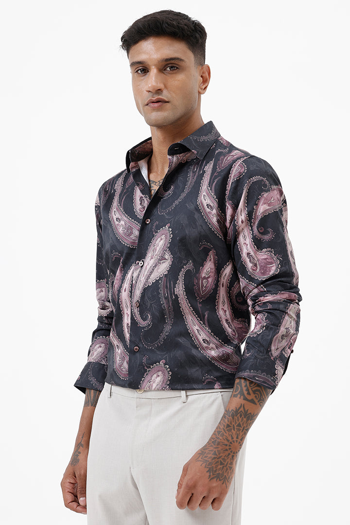 MAROON PAISLEY COTTON PRINT SHIRT