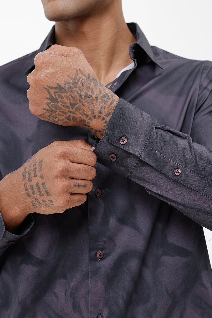 PURPLE PAISLEY COTTON PRINT SHIRT